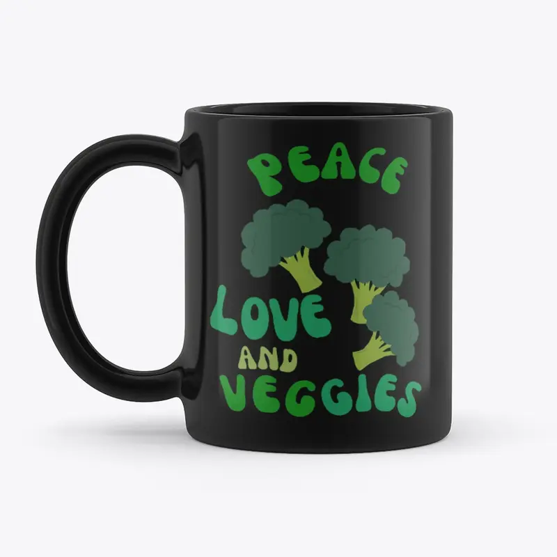 Peace, Love and Veggies Broc. Coffee Mug