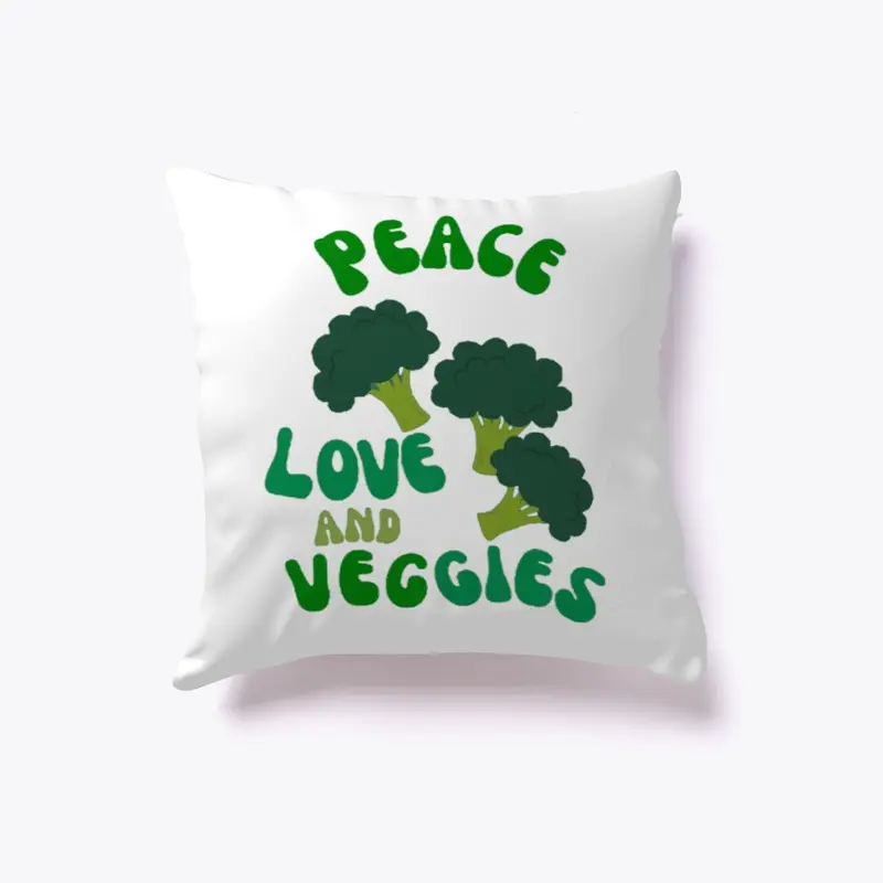 Compfy Peace, Love And Veggies Pillow 🍃